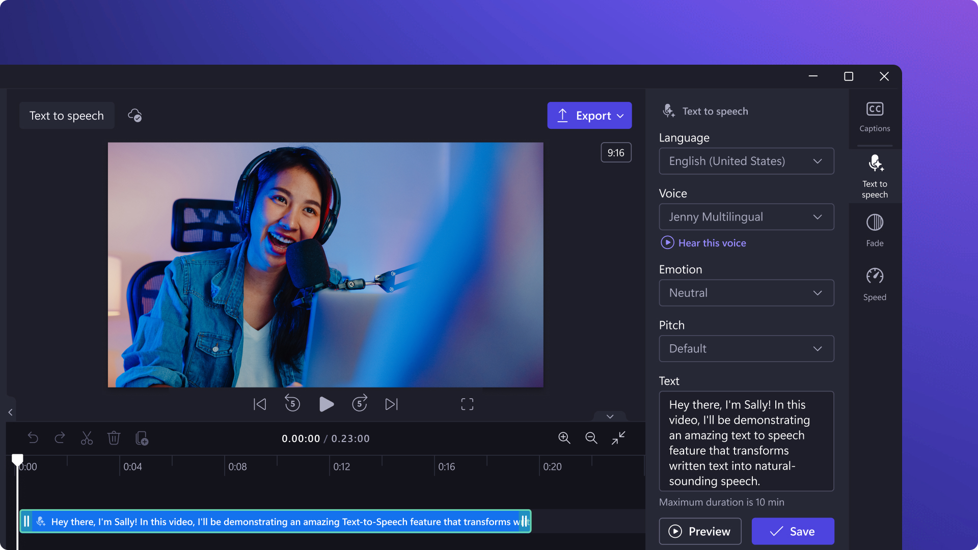 Clipchamp AI旁白生成器